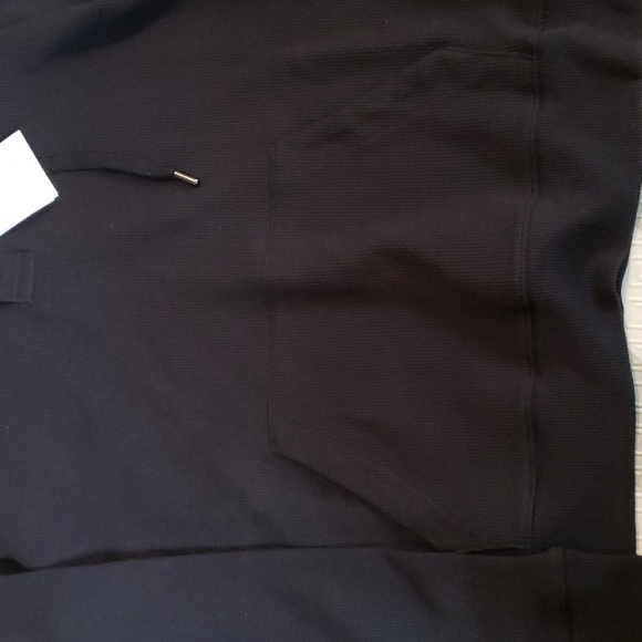 onia Waffle knit half button hoodie.  Black.  NWT.  hood is knit lined. - Picture 2 of 10